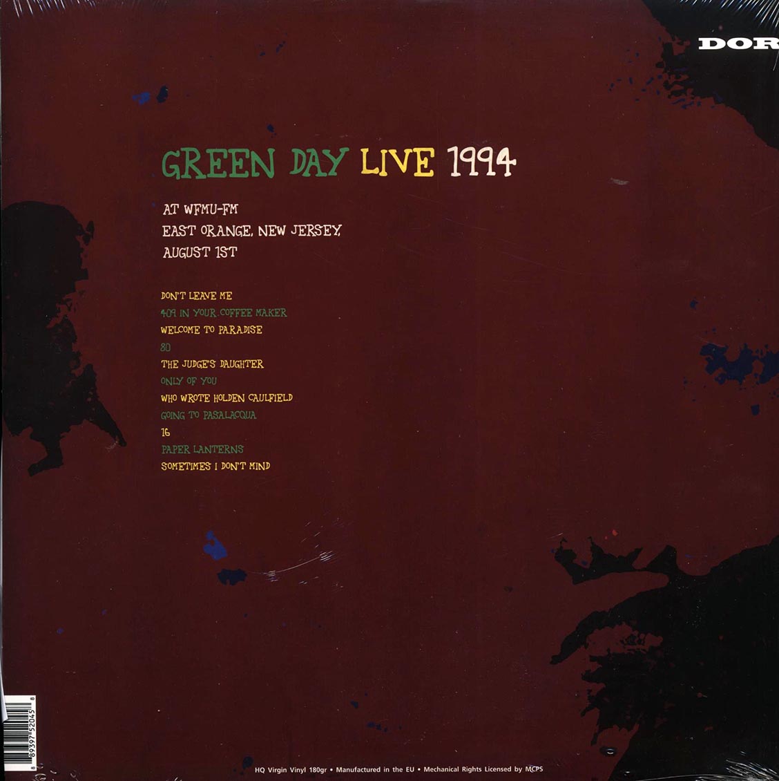 Green Day Live 1994: East Orange, New Jersey 180g white Vinyl Record