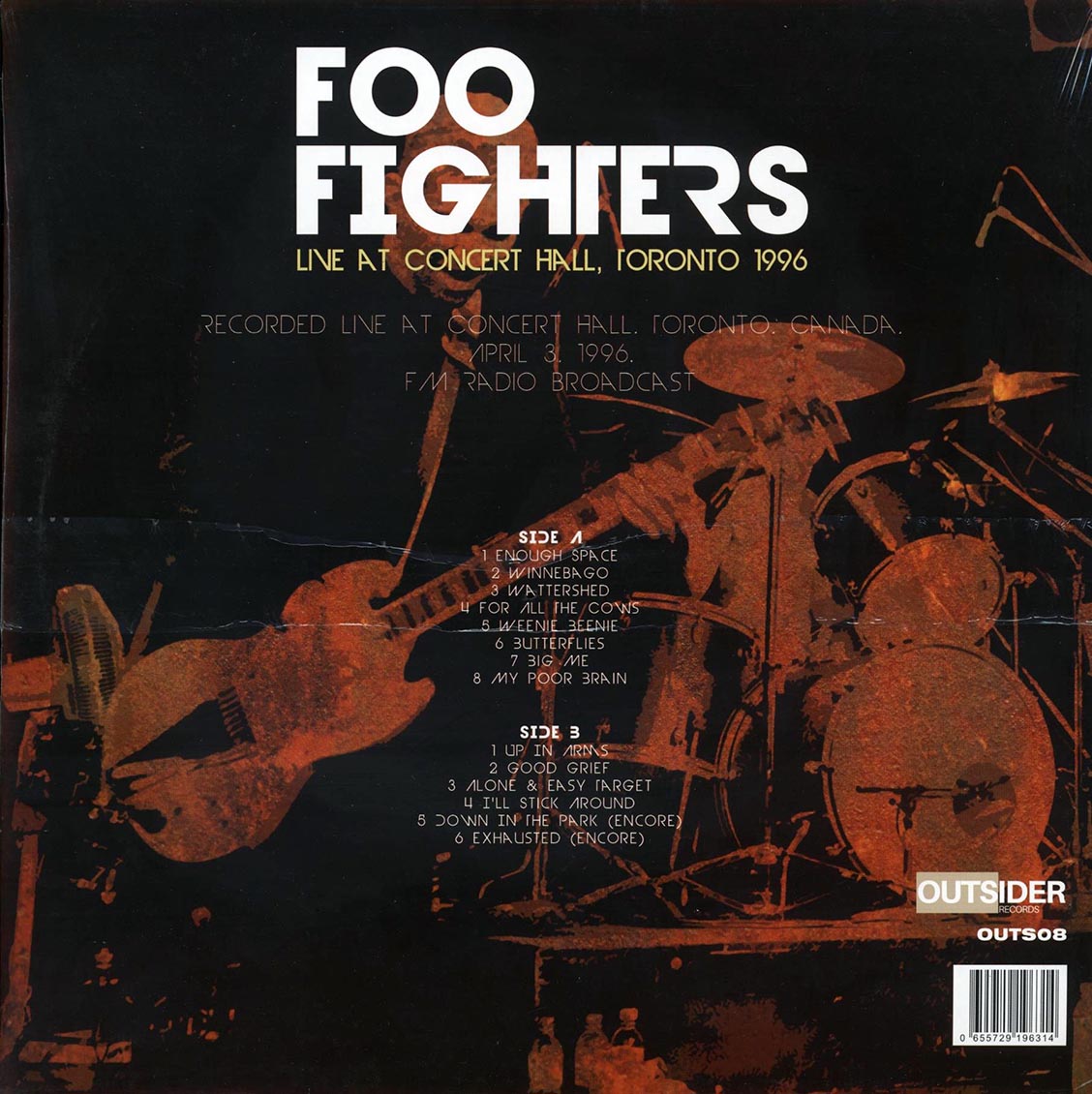 Foo Fighters Live At Concert Hall, Toronto 1996 clear Vinyl Record