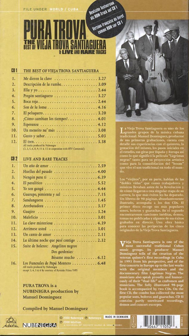 Vieja Trova Santiaguera - Pure Trova: The Best Of Vieja Trova Santiaguera + Live And Rare Tracks (tall casebound set) (2xCD) (incl. large booklet) Music CD