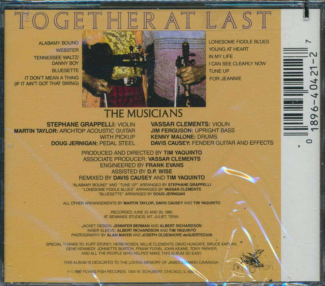 Stephane Grappelli, Vassar Clements - Together At Last Music CD