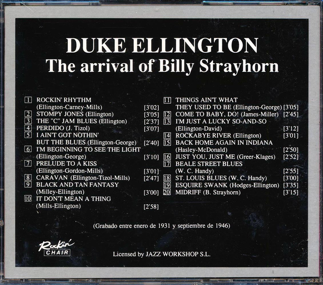 Duke Ellington - The Arrival Of Billy Strayhorn (20 tracks) Music CD