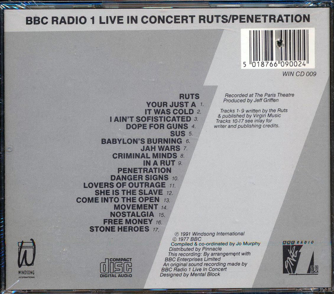 Ruts, Penetration - BBC Radio 1 Live In Concert Music CD