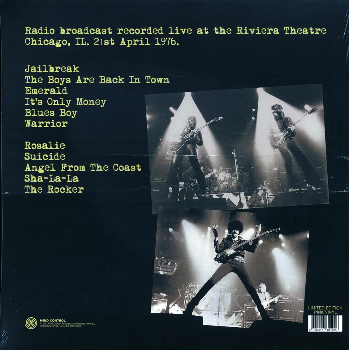 Thin Lizzy Back In Chicago! The Riviera Broadcast April 21, 1976 ltd. 500 copies made pink Vinyl Record