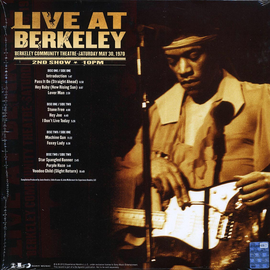 The Jimi Hendrix Experience Live At Berkeley: Berkeley Community Theatre Saturday May 30, 1970 Vinyl Record