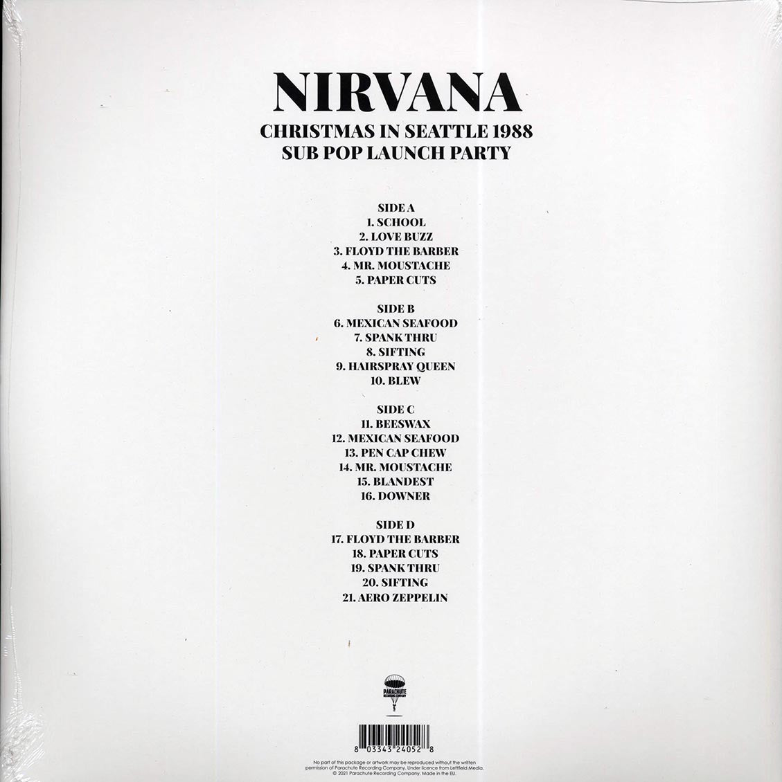 Nirvana Christmas In Seattle 1988: Sub Pop Launch Party ltd. ed. 2xLP clear Vinyl Record