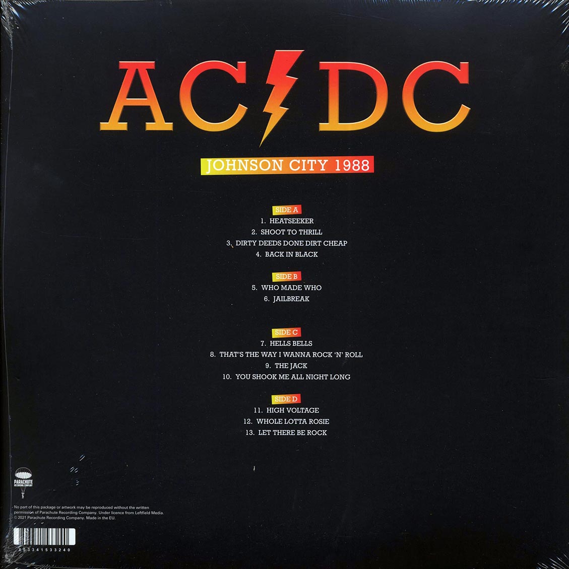 ACDC Johnson City 1988 2xLP Vinyl Record