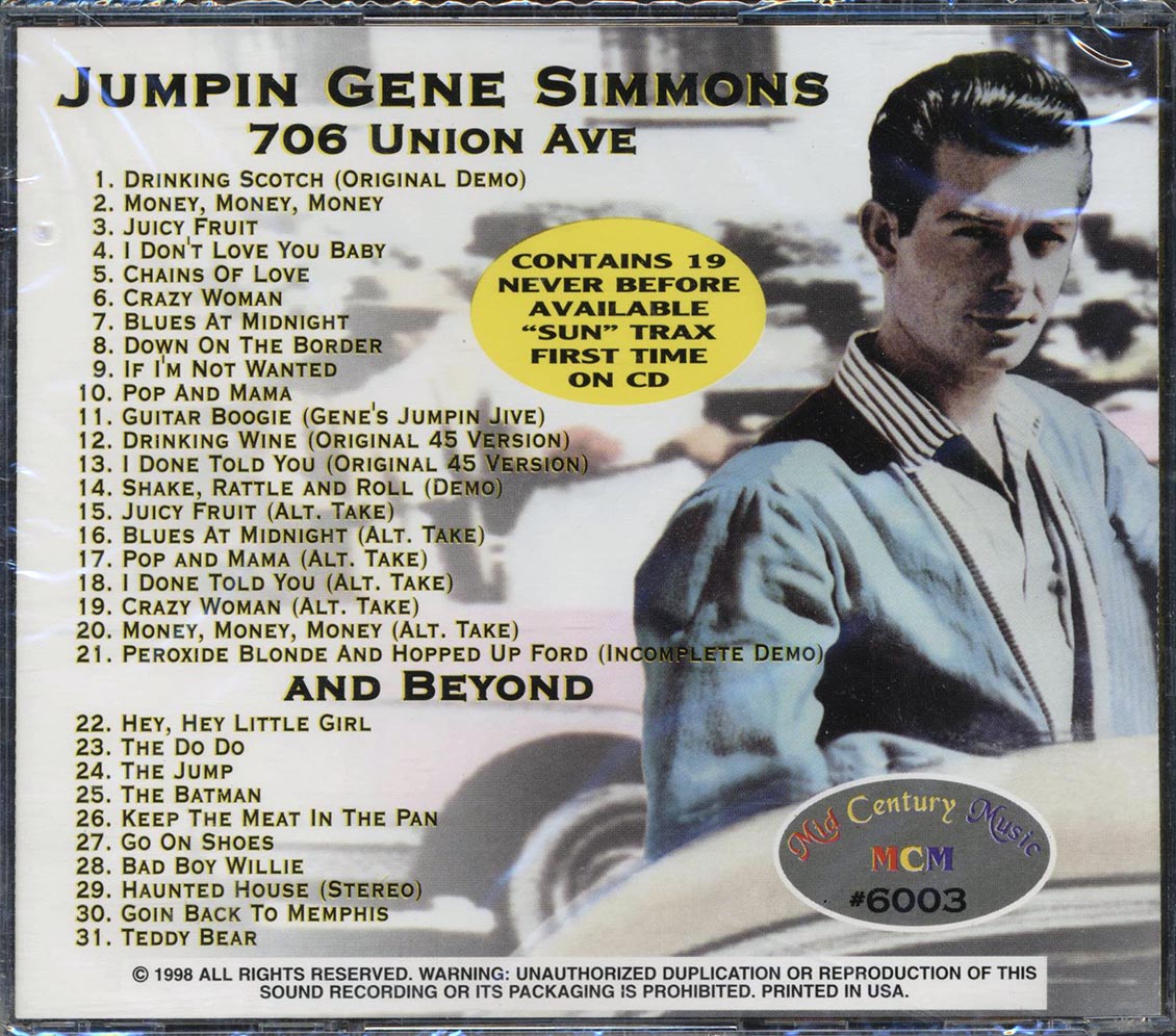 Jumpin Gene Simmons - 705 Union And Beyond (31 tracks) Music CD