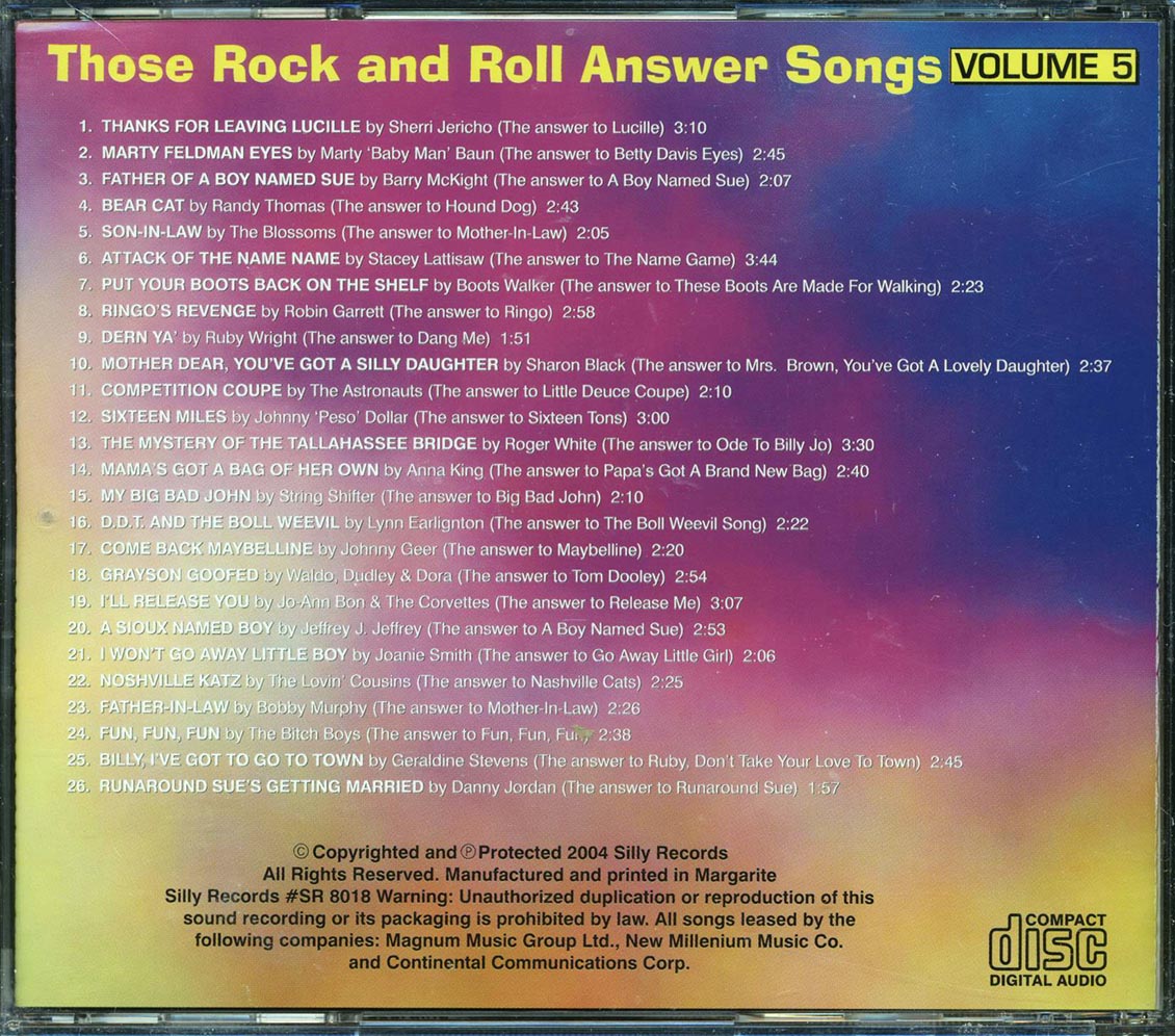 The Bitch Boys, The Lovin' Cousins, The Astronauts, Jo Ann Bonn & The Corvettes, Etc. - Thse Rock And Roll Answer Songs Volume 5 Music CD