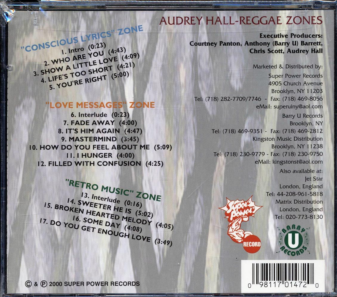 Audrey Hall Reggae Zones Music CD