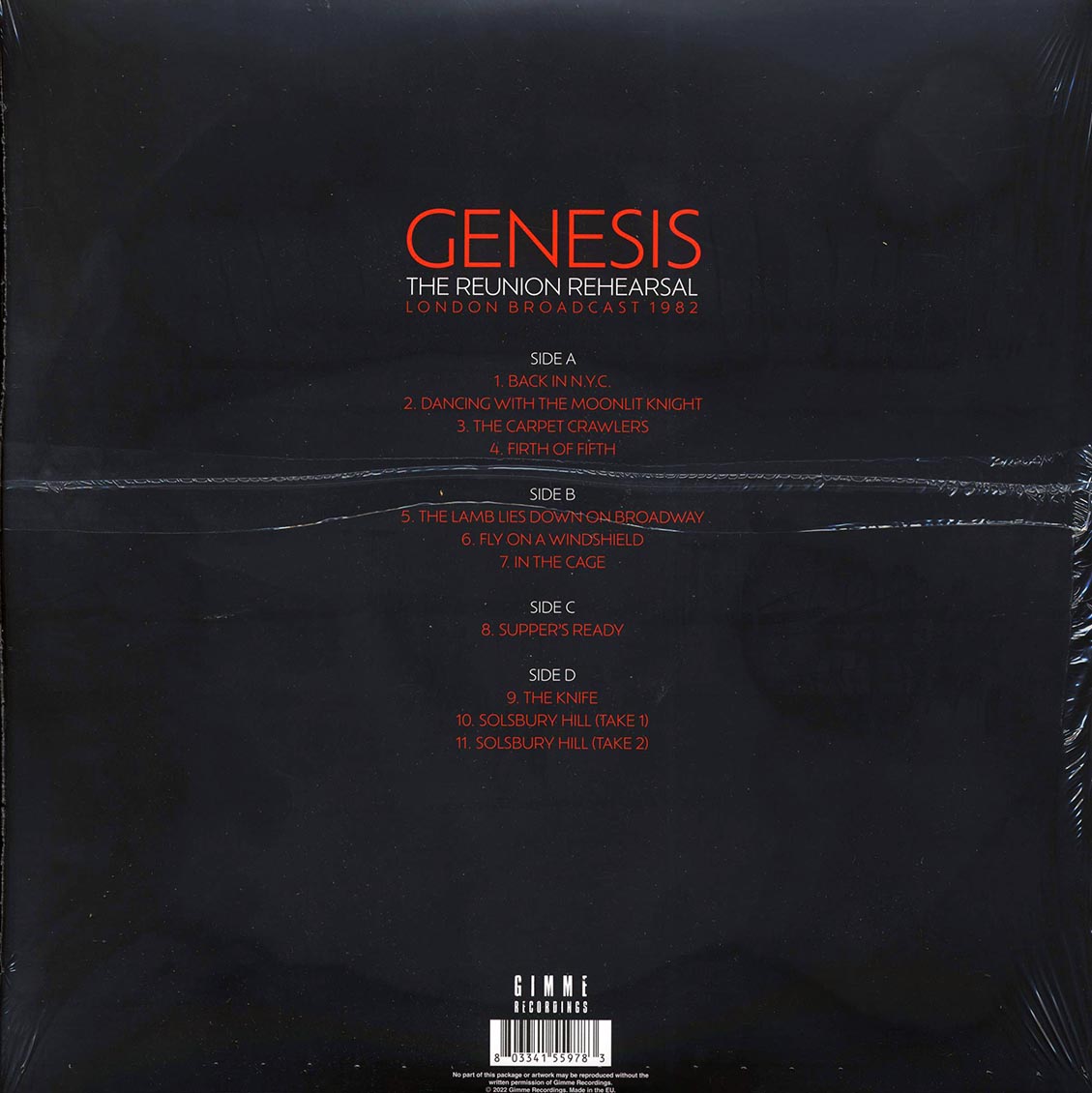 Genesis The Reunion Rehearsals: London Broadcast 1982 2xLP Vinyl Record
