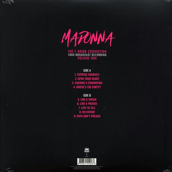 Madonna The F-bomb Commotion Volume 1 1990 Broadcast Recording Vinyl Record