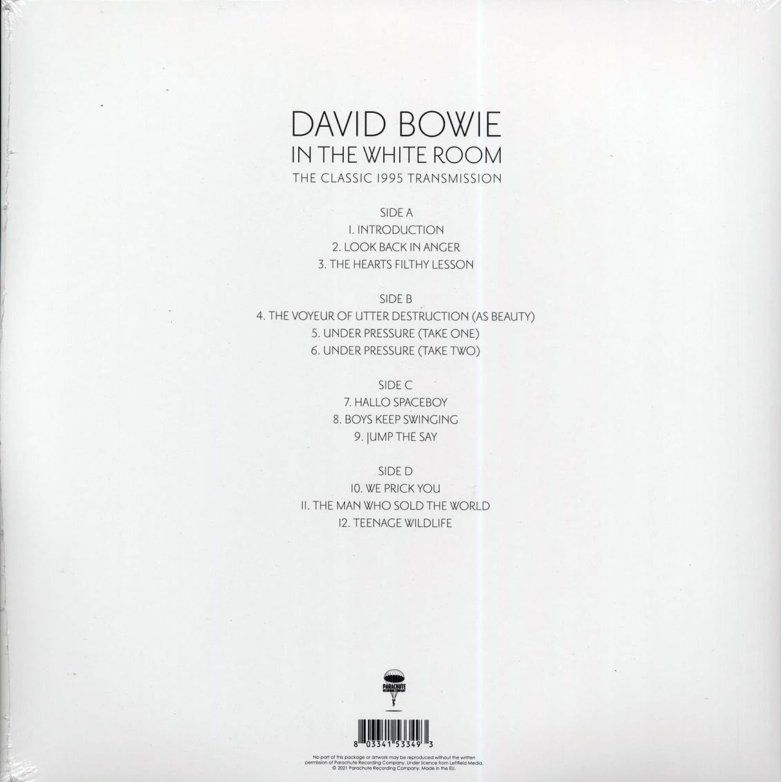 David Bowie - In The White Room: The Classic 1995 Transmission, Westway Studios, London, 14th December 1995 (ltd. ed.) (2xLP) (clear vinyl) Vinyl Record