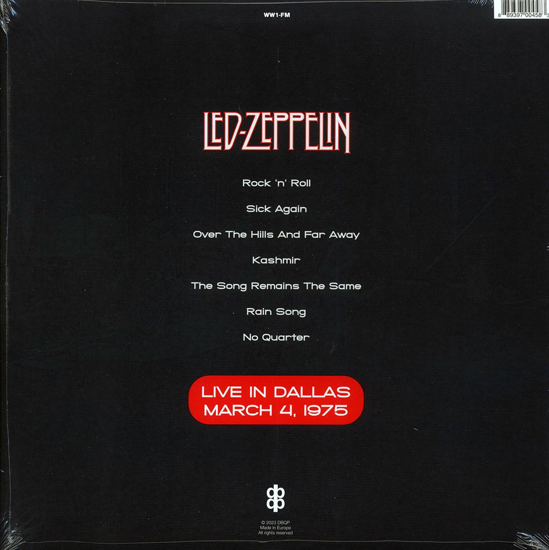 Led Zeppelin Live In Dallas, March 4, 1975 Vinyl Record