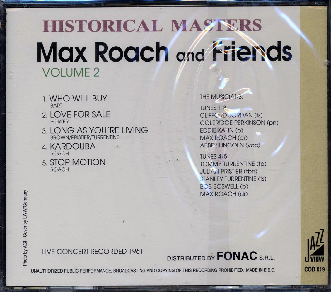 Max Roach & Friends - Historical Masters Volume 2 Music CD