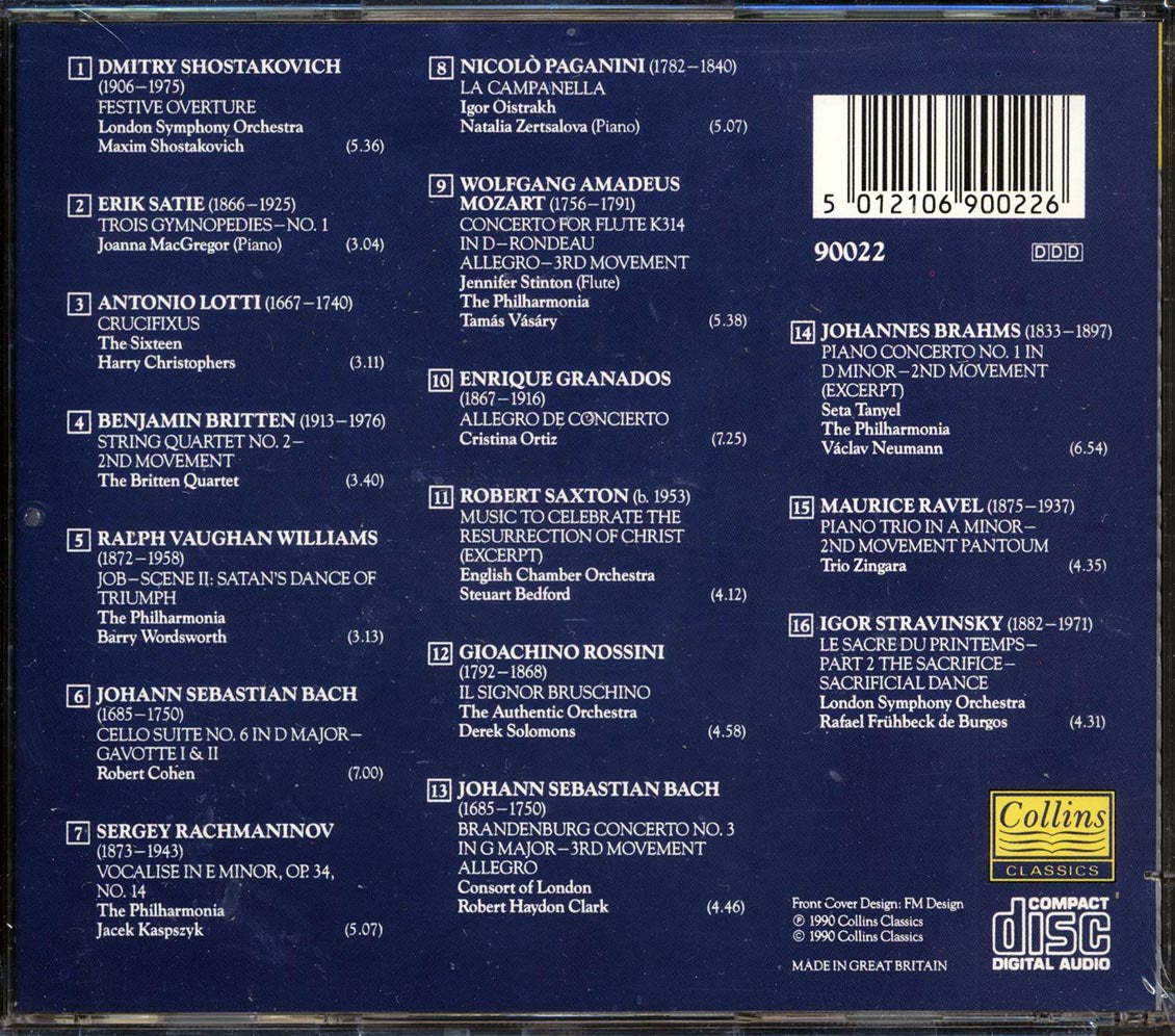 Bach, Mozart, Brahms, Stravinsky, Etc. - Sound Sampling Music CD