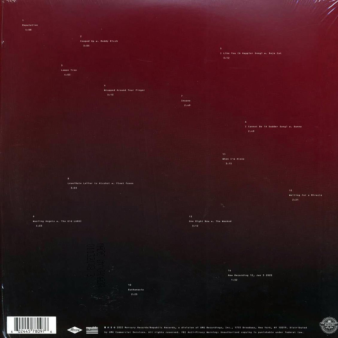 Post Malone Twelve Carat Toothache 2xLP Vinyl Record