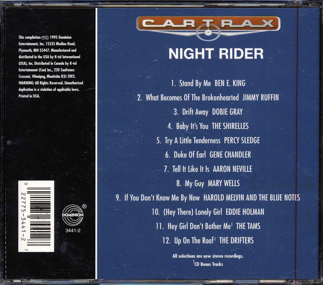 Ben E King, Mary Wells, Dobie Gray, The Drifters, Etc. - Car Trax: Night Rider Music CD