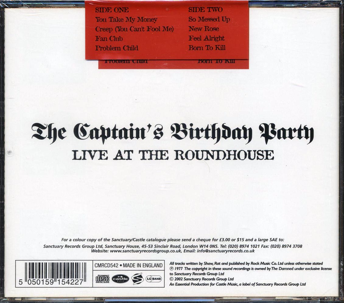 The Damned The Captain's Birthday Party Live At The Roadhouse Music CD