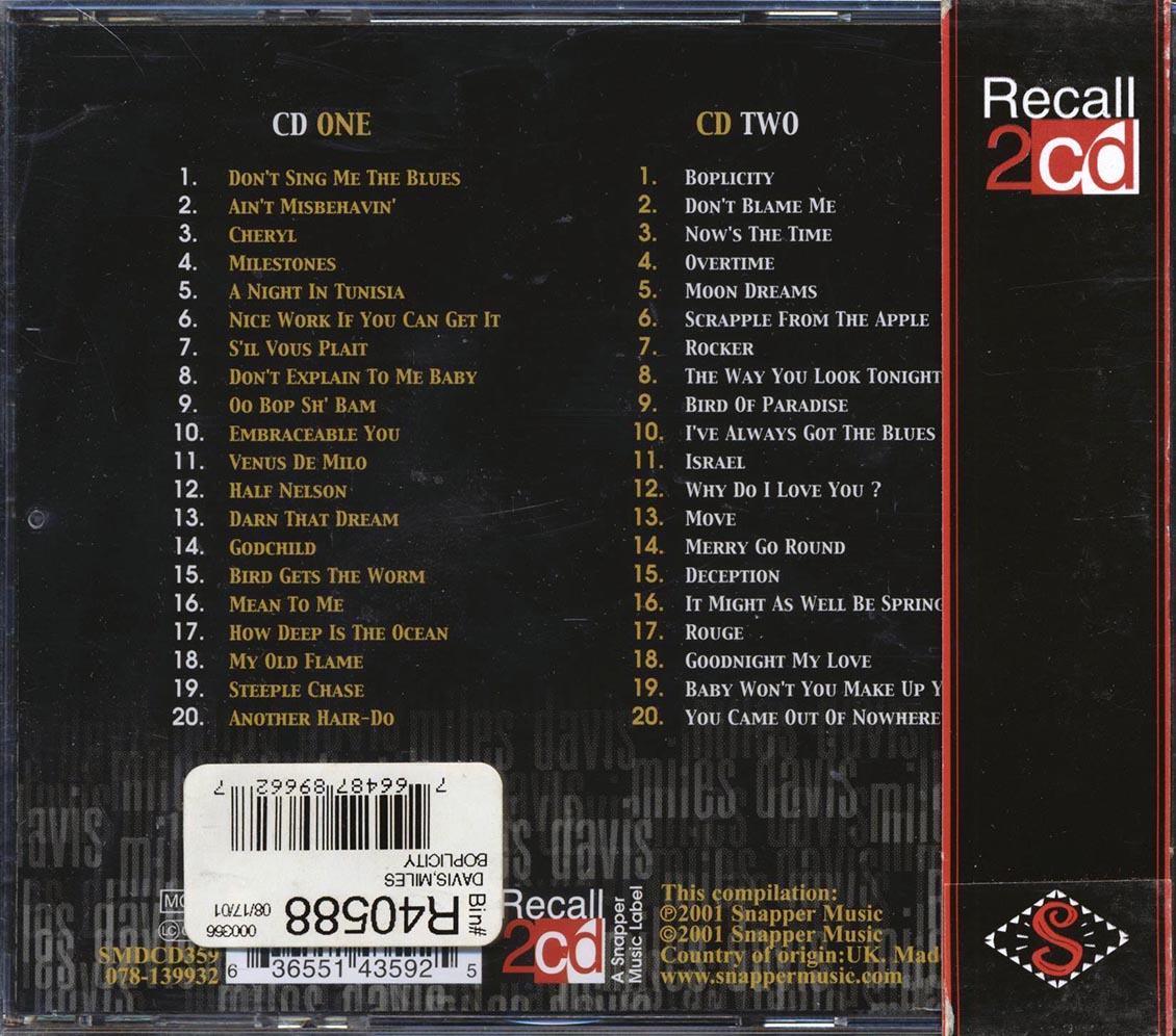 Miles Davis Boplicity 40 tracks 2xCD Music CD