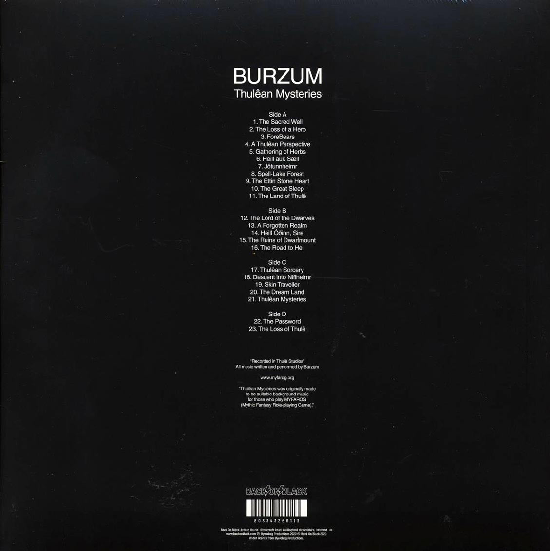 Burzum - Thulean Mysteries (ltd. ed.) (2xLP) (clear vinyl) Vinyl Record
