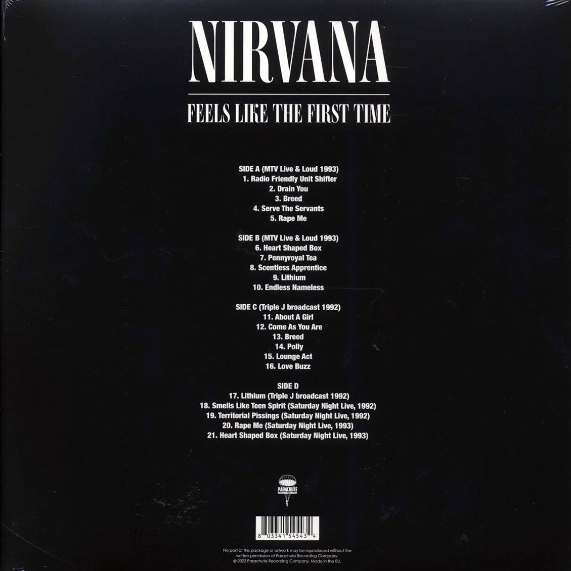 Nirvana Feels Like The First Time ltd. ed. 2xLP clear Vinyl Record