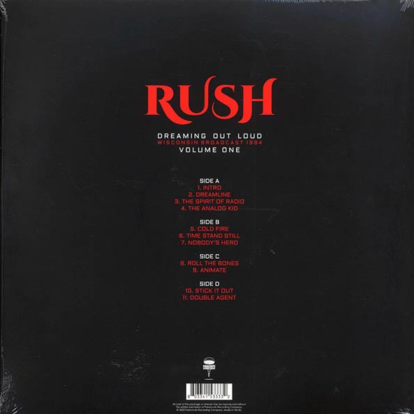 Rush Dreaming Out Loud Volume 1: Wisconsin Broadcast 1994 Vinyl Record