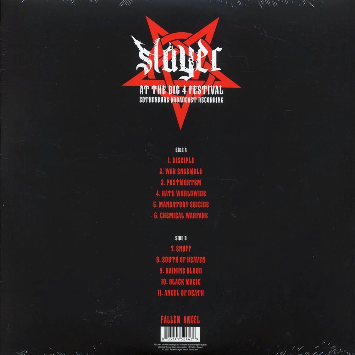 Slayer At The Big 4 Festival Gothenburg Broadcast Recording Vinyl Record