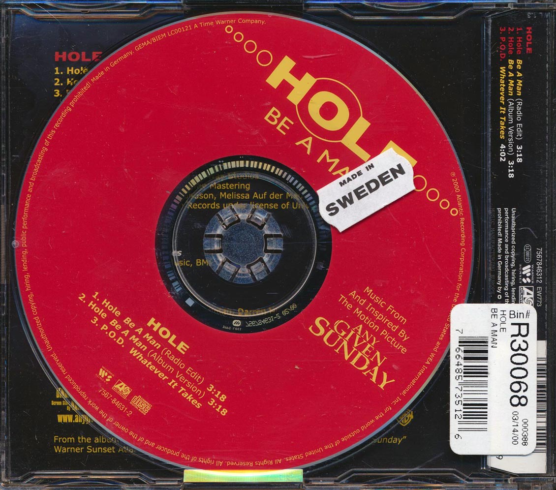 Hole - Be A Man Music CD
