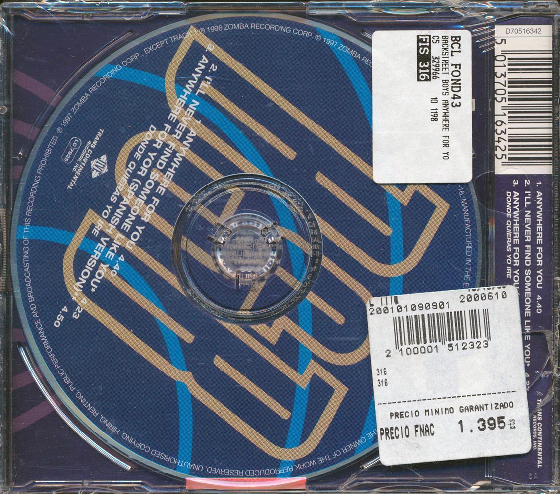 Backstreet Boys - Anywhere For You Music CD