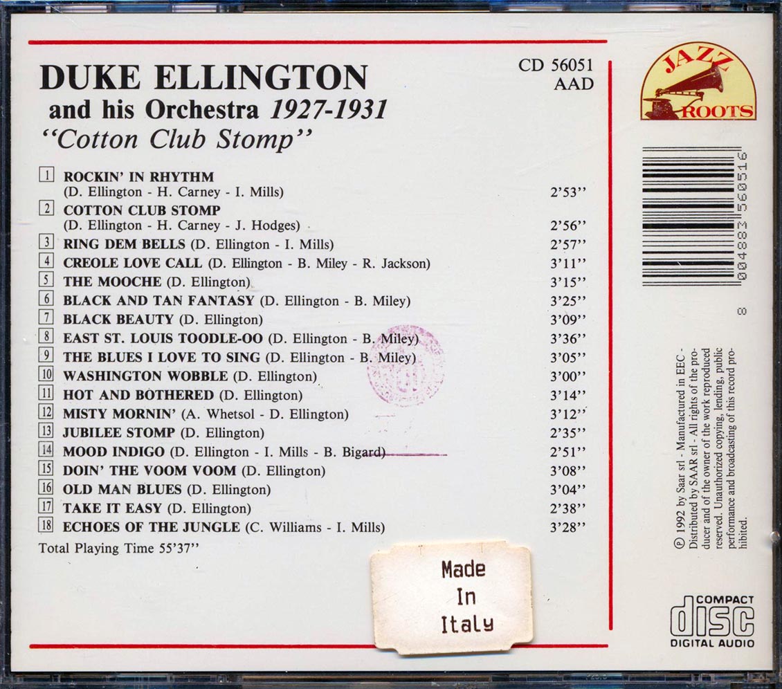 Duke Ellington & His Orchestra - Cotton Club Stomp: 1927-1931 Music CD