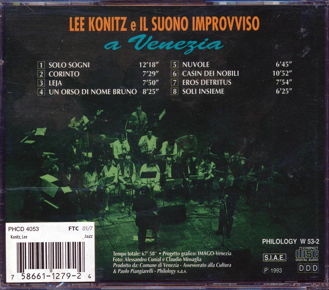 Lee Konitz E Il Suono Improvviso - Lee Konitz E Il Suono Improvviso A Venezia Music CD