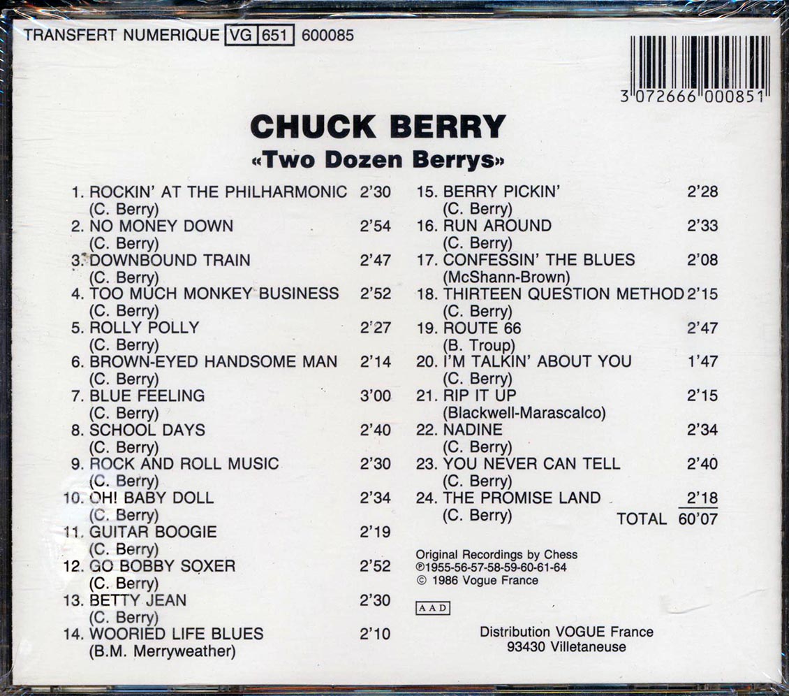 Chuck Berry - Two Dozen Berrys (24 tracks) Music CD