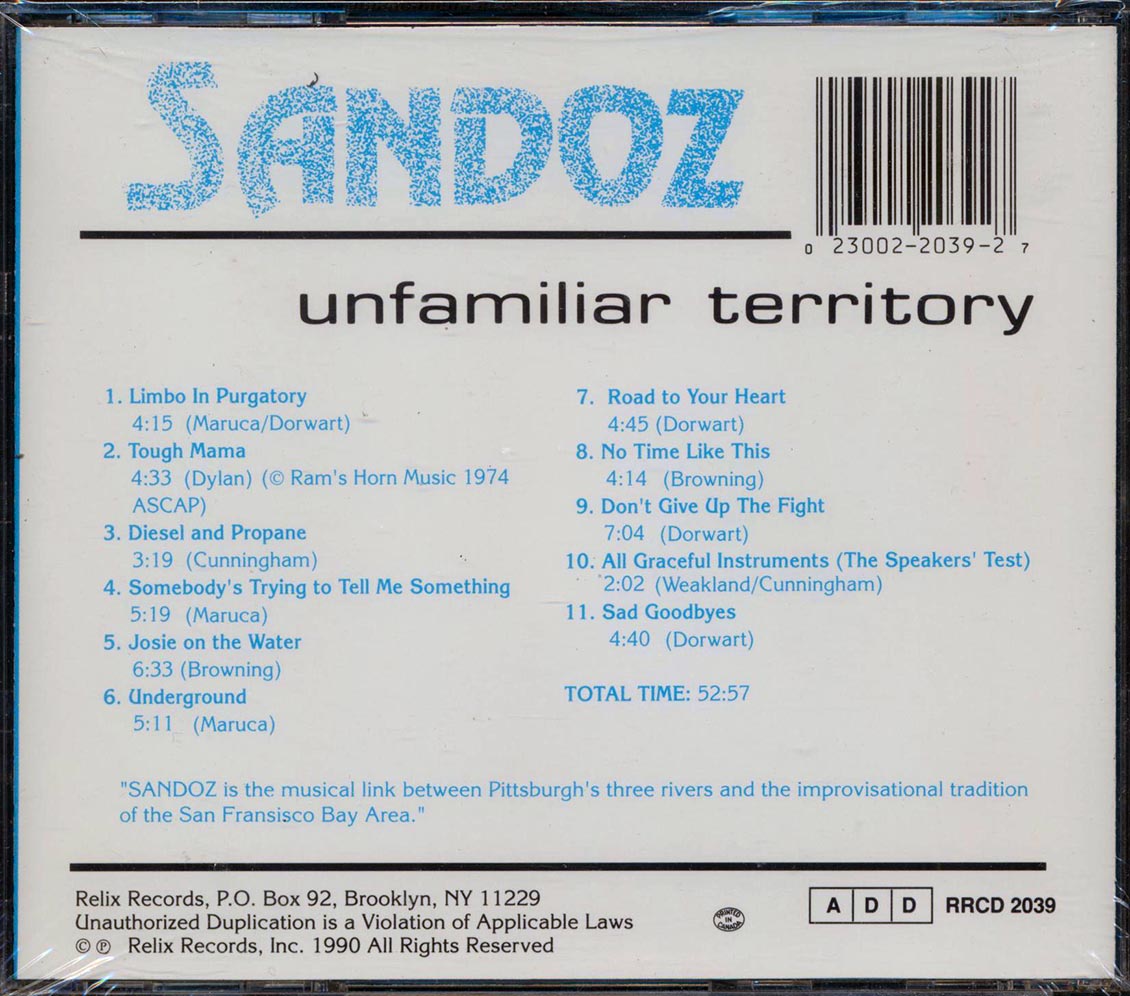 Sandoz - Unfamiliar Territory Music CD