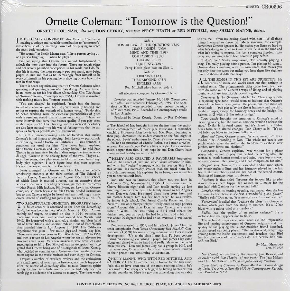 Ornette Coleman - Tomorrow Is The Question (180g) Vinyl Record
