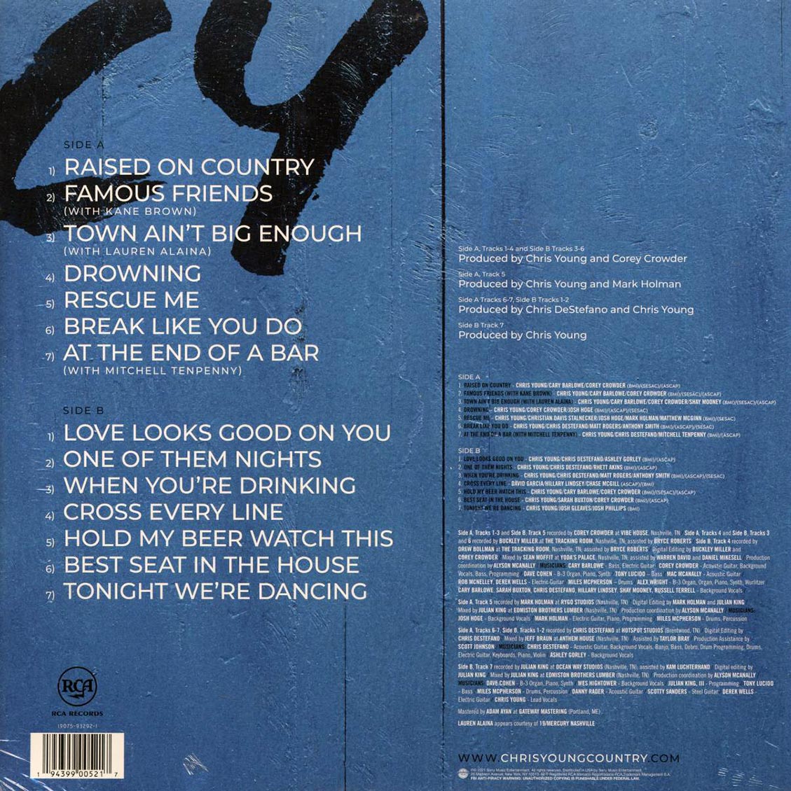 Chris Young - Famous Friends (aqua blue vinyl) Vinyl Record