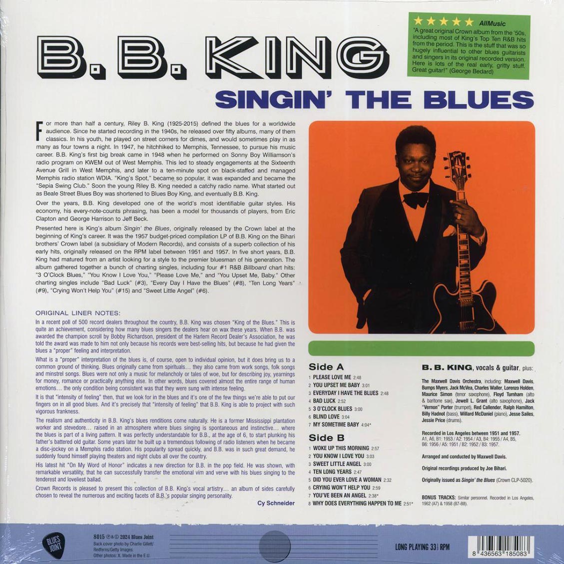 BB King - Singin' The Blues (+3 bonus tracks) (ltd. ed.) (180g) Vinyl Record