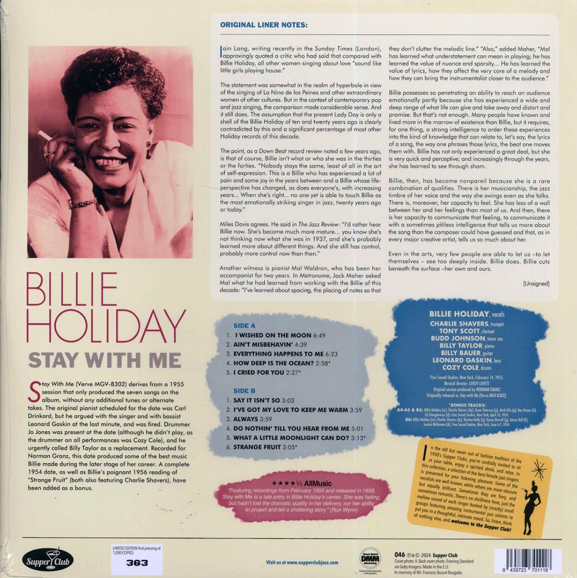 Billie Holiday - Stay With Me (ltd. ed.) (180g) Vinyl Record