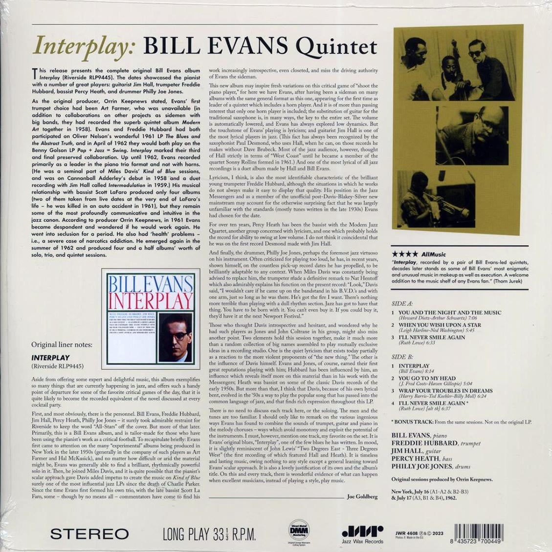 Bill Evans Quintet - Interplay (+bonus track) (ltd. ed.) (180g) Vinyl Record