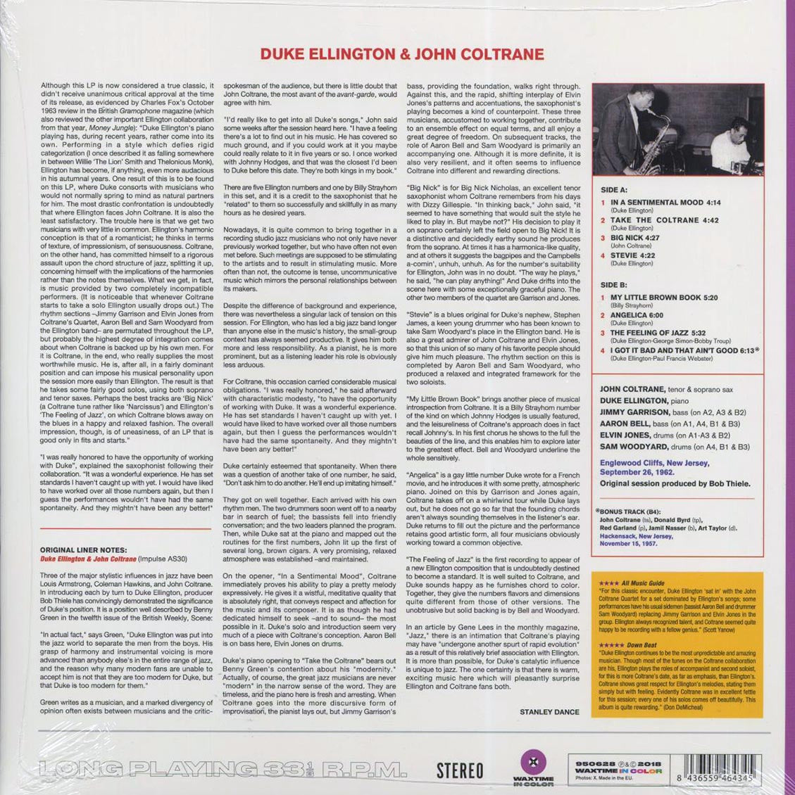 Duke Ellington, John Coltrane - Duke Ellington & John Coltrane (+bonus track) (180g) (purple vinyl) (remastered) Vinyl Record