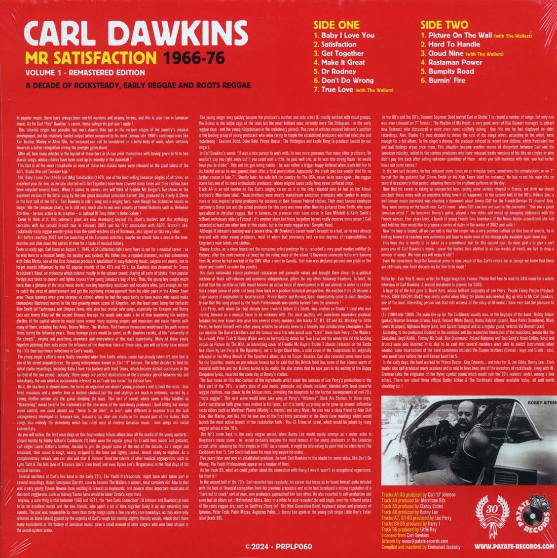 Carl Dawkins - Mr. Satisfaction Volume 1: 1966-1976 Vinyl Record