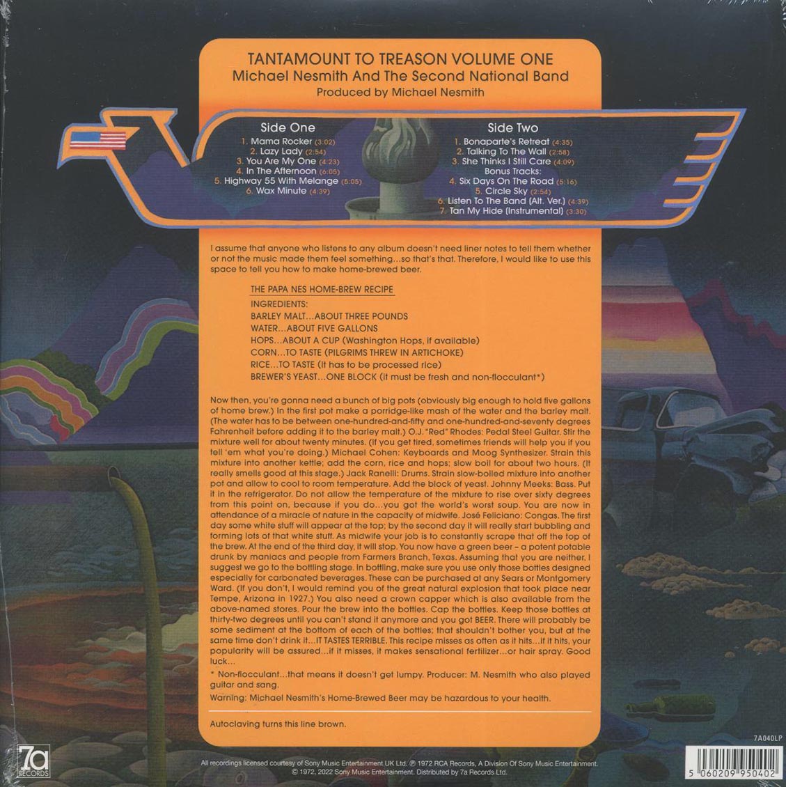 Michael Nesmith & The Second National Band - Tantamount To Treason Volume One (+4 bonus tracks) (180g) (blue/white splatter vinyl) (deluxe edition) Vinyl Record