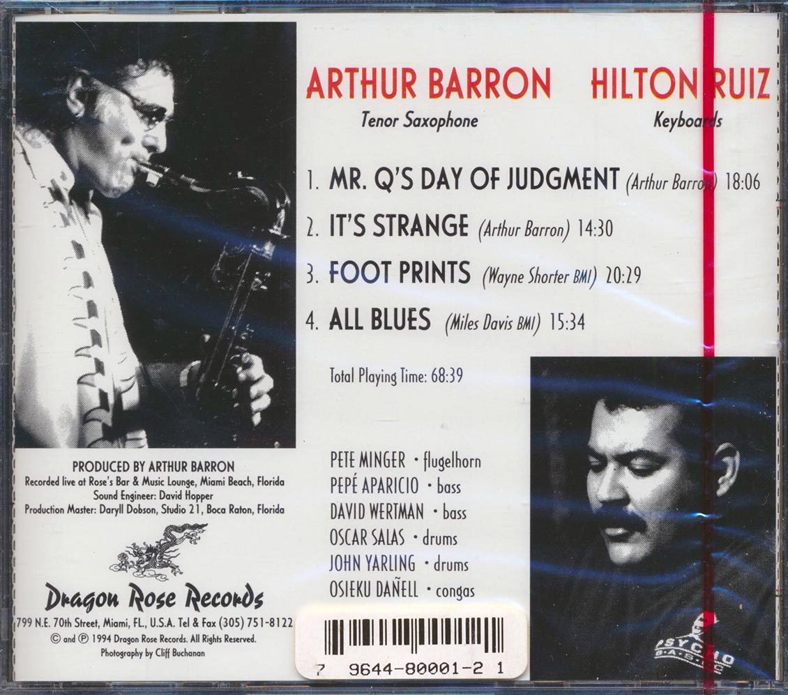 Arthur Barron, Hilton Ruiz - Arthur Barron Hilton Ruiz (Live At Rose's Bar & Music Lounge, Miami Beach) Music CD