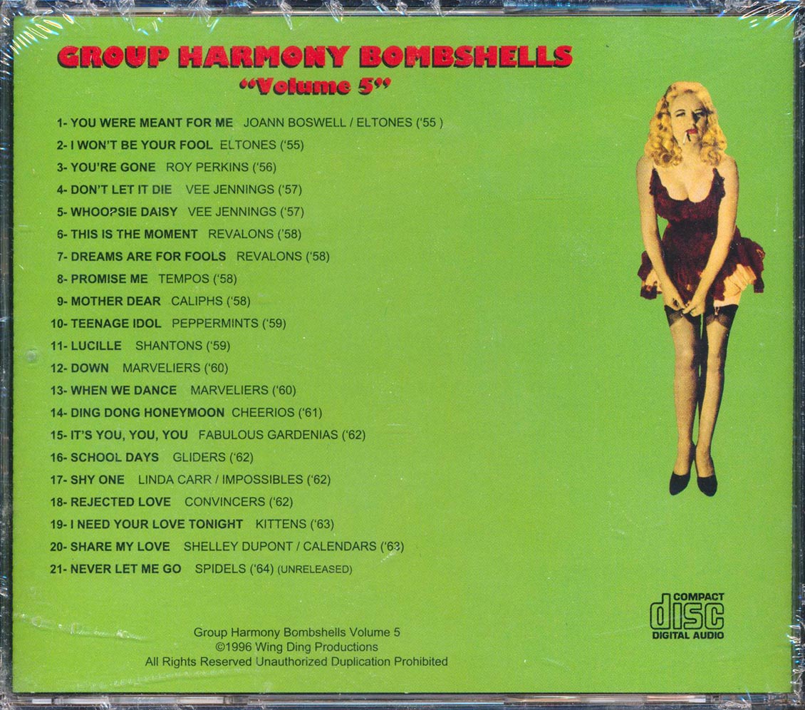 The El Tones, Tempos, The Gliders, Etc. - Group Harmony Bombshells Volume 5 (24 tracks) Music CD