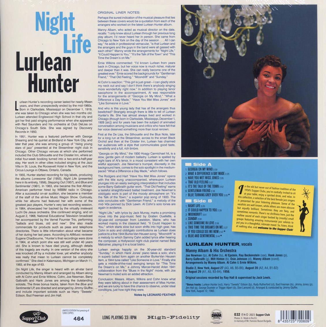 Lurlean Hunter - Night Life (+3 bonus tracks) (ltd. ed.) (180g) Vinyl Record