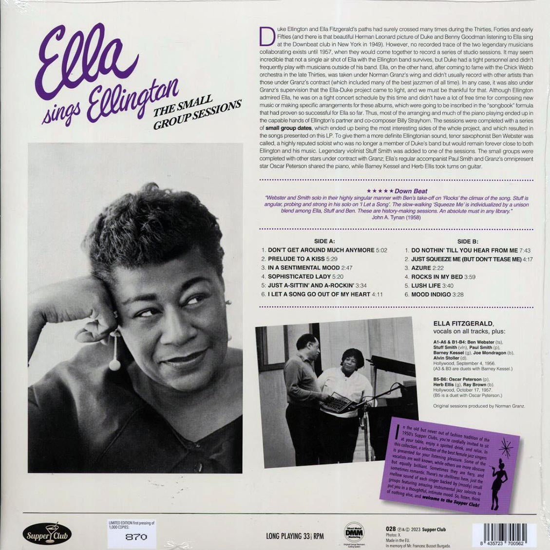 Ella Fitzgerald - Ella Sings Ellington (180g) Vinyl Record