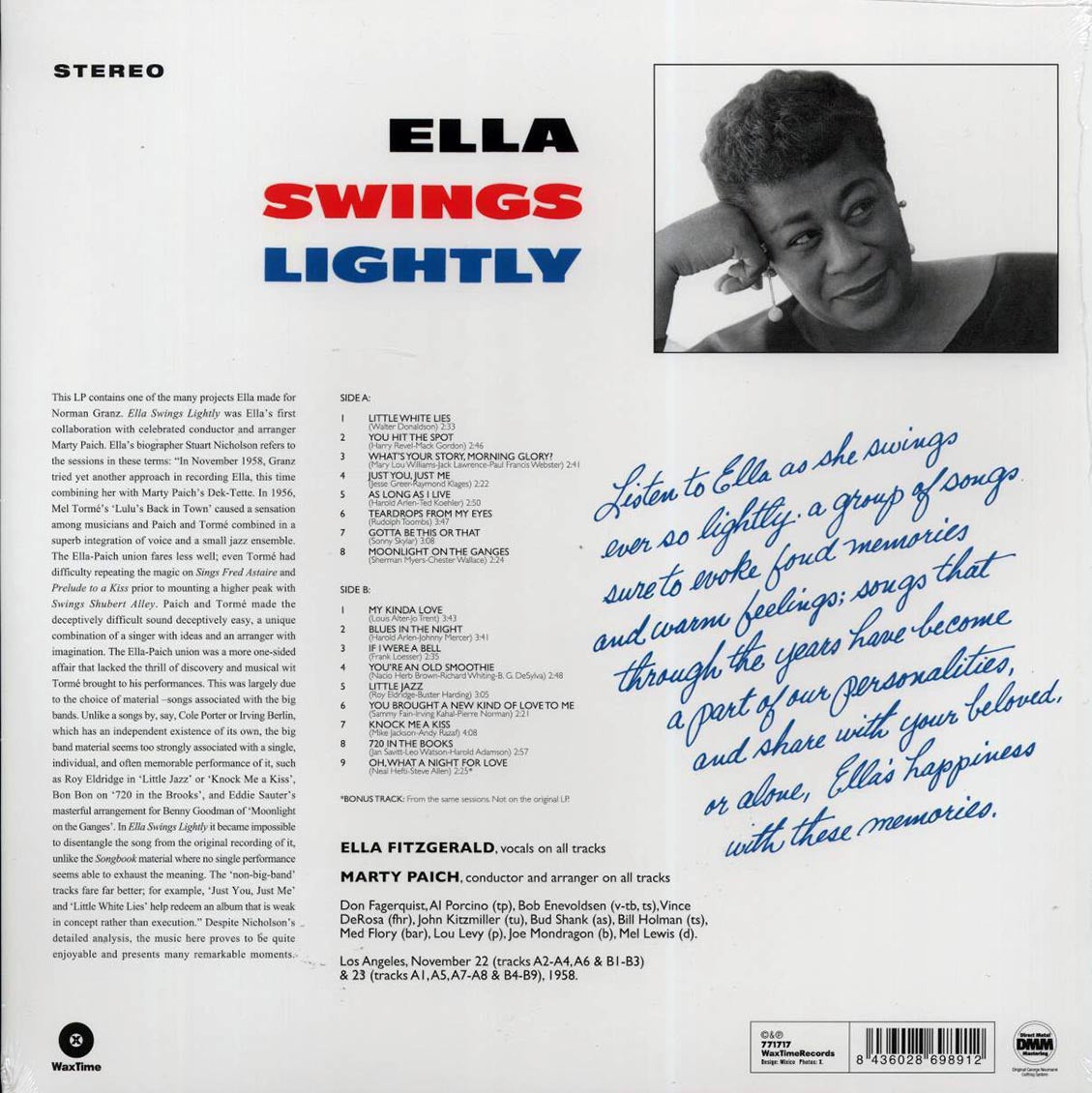 Ella Fitzgerald, The Marty Paich Dek-Tette - Ella Swings Lightly (+bonus track) (180g) (remastered) Vinyl Record