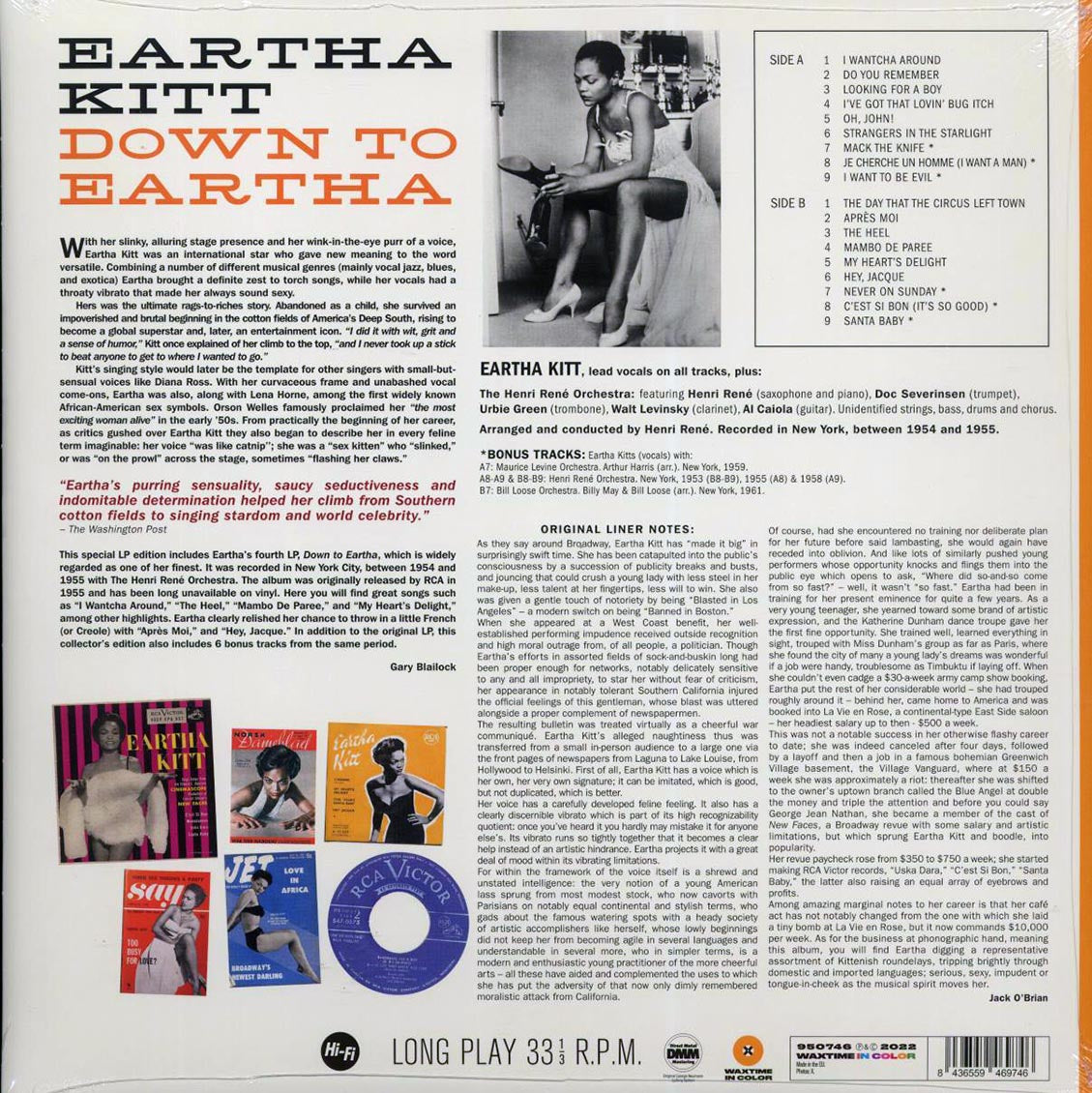 Eartha Kitt - Down To Eartha (+6 bonus tracks) (180g) (orange vinyl) Vinyl Record