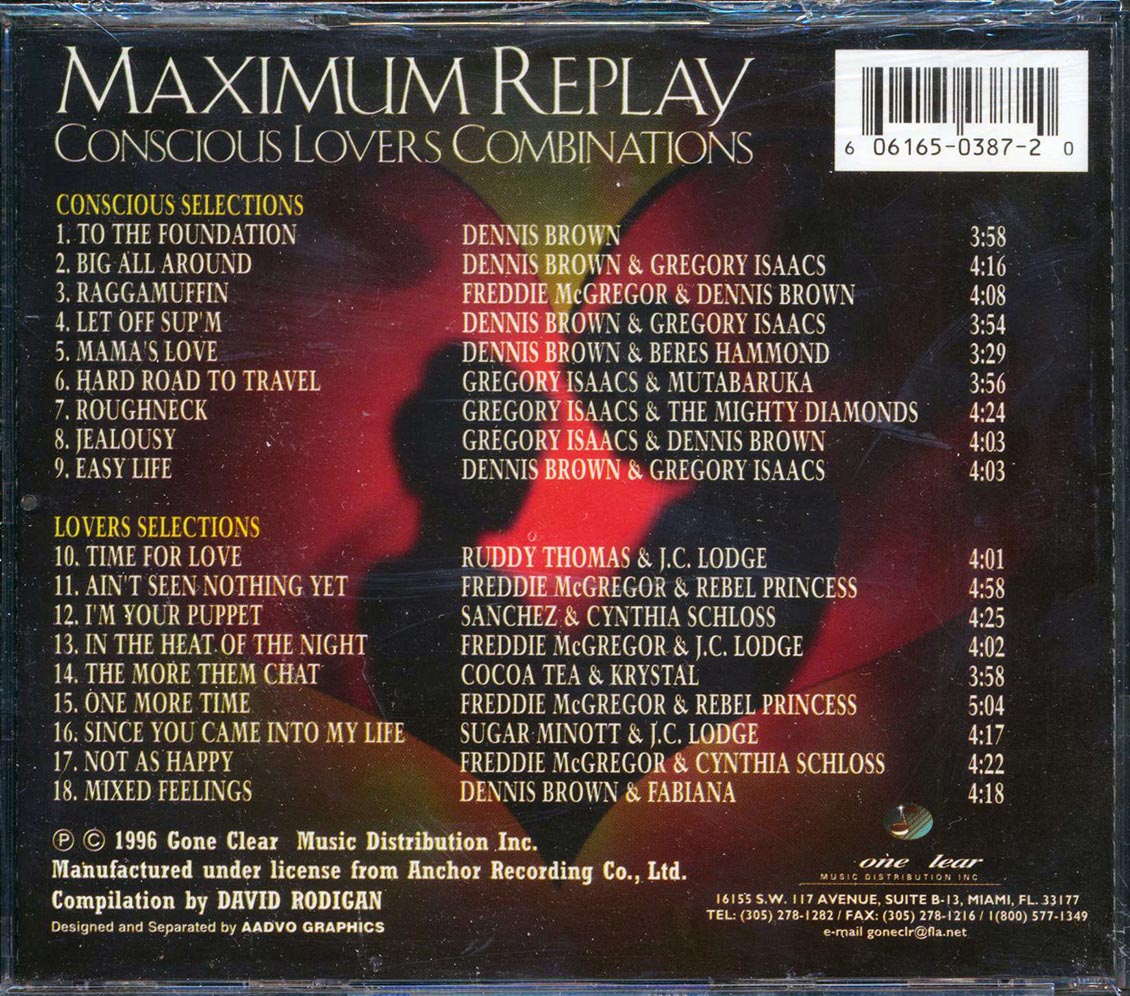 Cocoa Tea, Gregory Isaacs, Dennis Brown, Freddie McGregor, Etc. - Maximum Replay Conscious Lovers Combinations Music CD