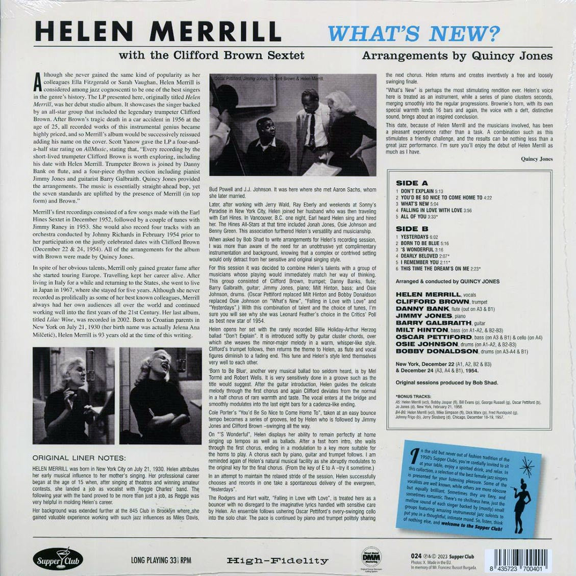 Helen Merrill - What's New? (+4 bonus tracks) (ltd. ed.) (180g) Vinyl Record