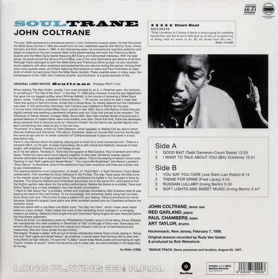 John Coltrane - Soultrane (+bonus track) (ltd. ed.) (180g) Vinyl Record